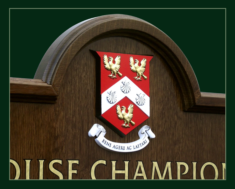 Hand painted 3D cast relief polyurethene school badge