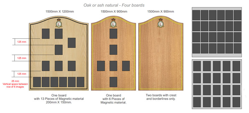 Plan for photo display of hierarchical structure on timber honours boards
