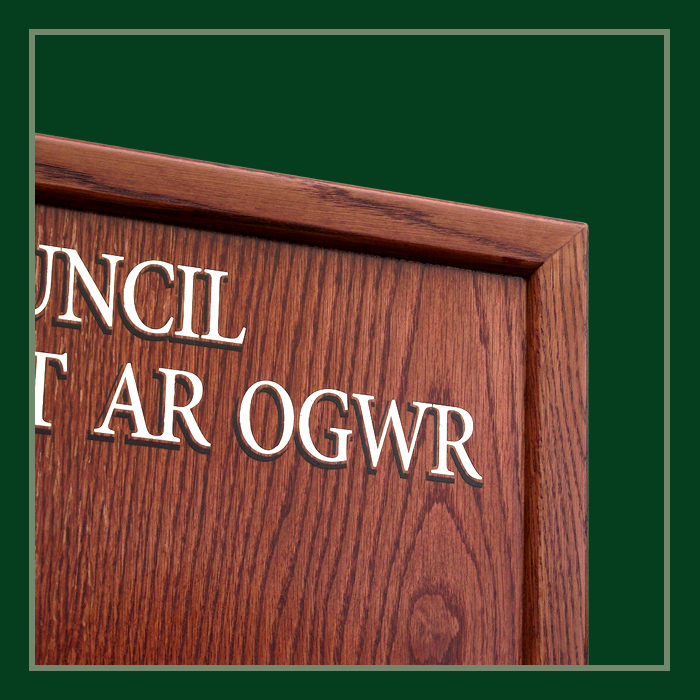 A simple oak frame for this mayoral honours board.