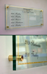 Perspex trophy board for Finchley Golf Club