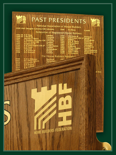 A standard oak moulding used to edge this presidents plaque