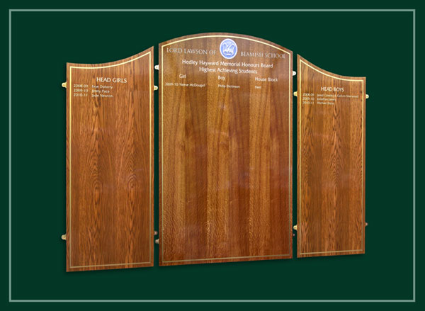 Reddish golden brown on these oak triptych panels